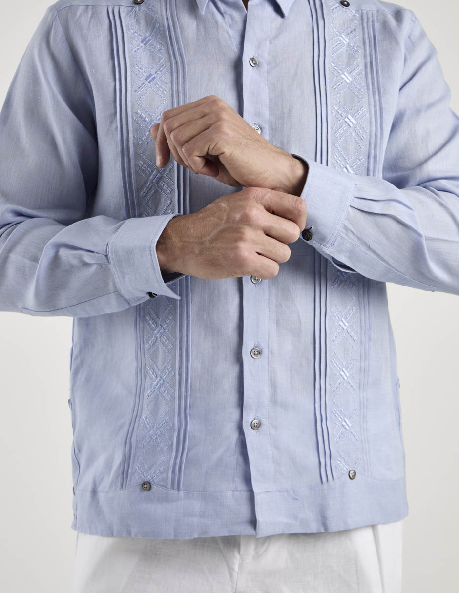 Guayabera manga larga para hombre 4