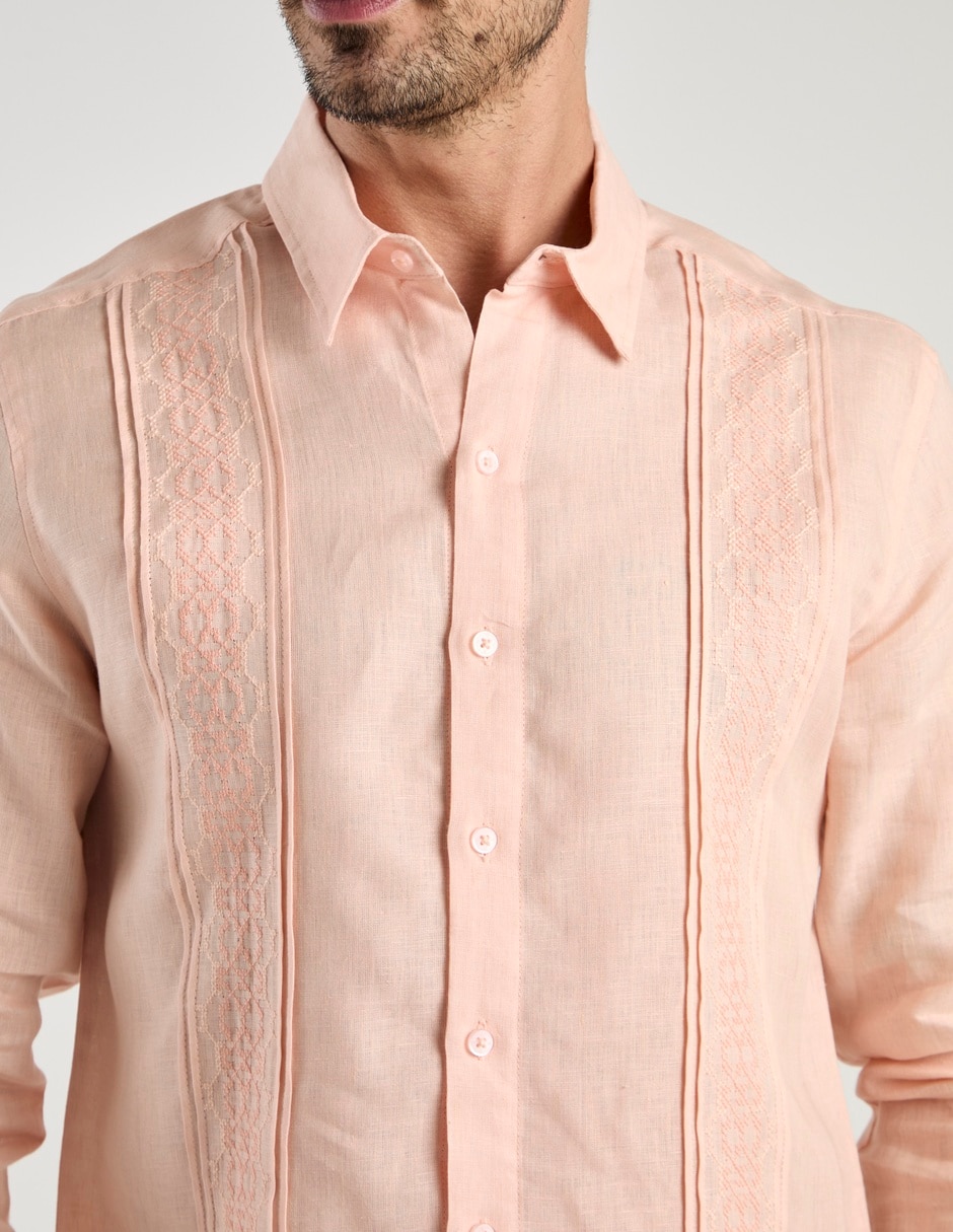 Guayabera manga larga para hombre 4
