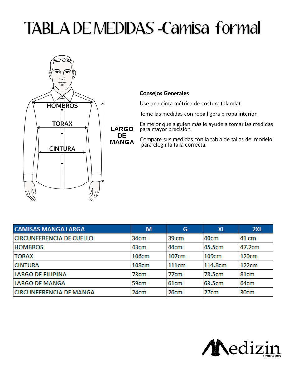 "camisa/sobrecamisa" formal medizin uniformes "de" (si aplica) poliéster y viscosa "manga" larga "para hombre"