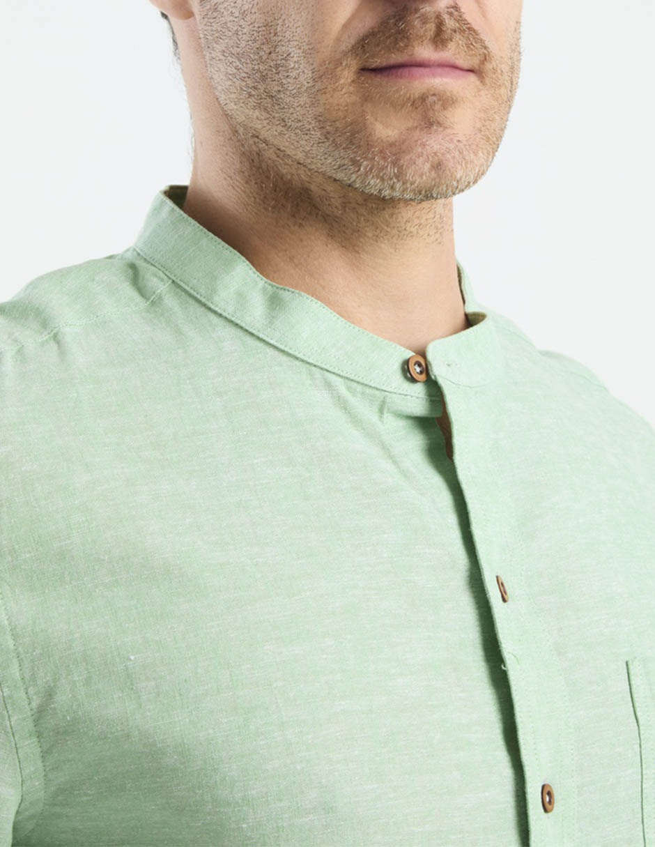 Camisa casual de algodón y lino manga larga para hombre 4