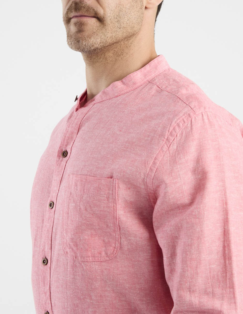 Camisa casual de algodón y lino manga larga para hombre 4