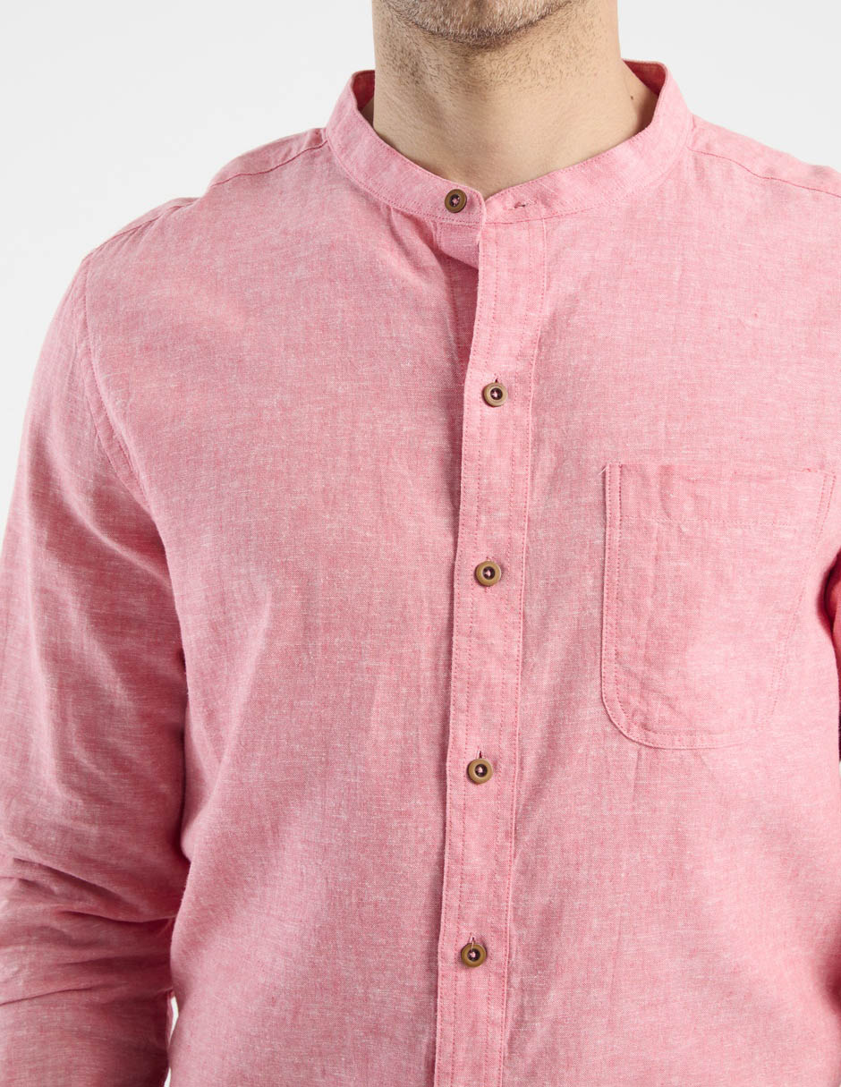 Camisa casual de algodón y lino manga larga para hombre 5