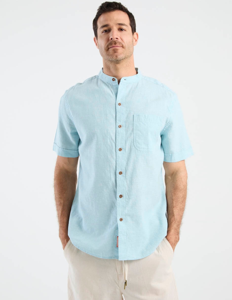 Camisa casual de algodón y lino manga corta para hombre Camisa casual de algodón y lino manga corta para hombre