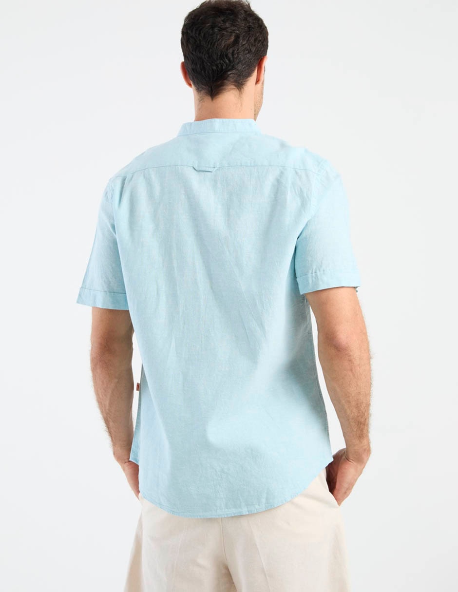 Camisa casual de algodón y lino manga corta para hombre 6