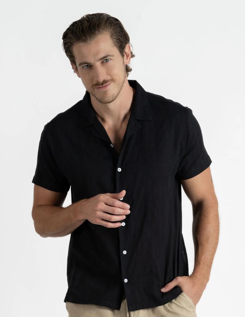 Camisa casual de algodón manga corta para hombre