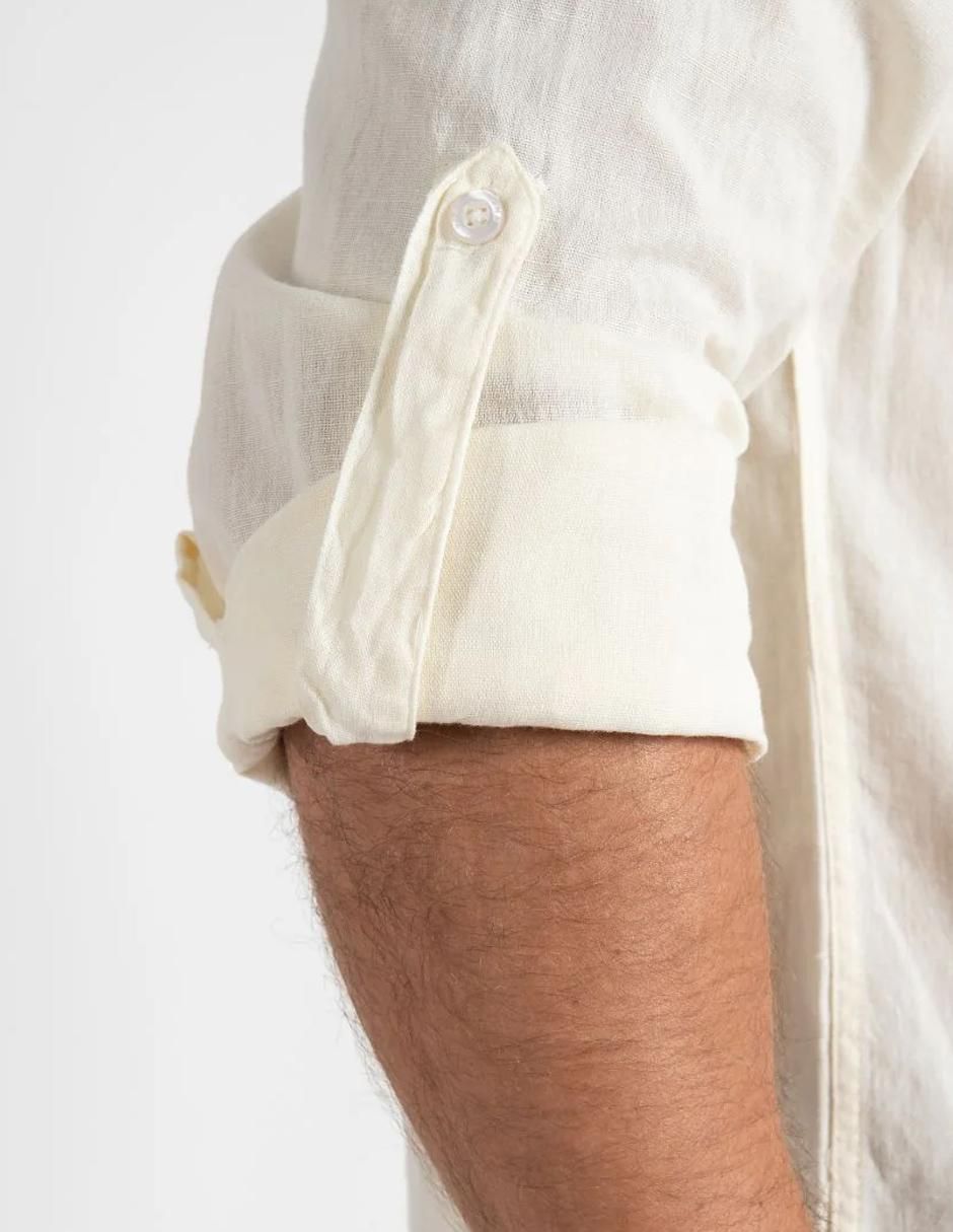 Camisa casual de algodón y lino manga larga para hombre 2
