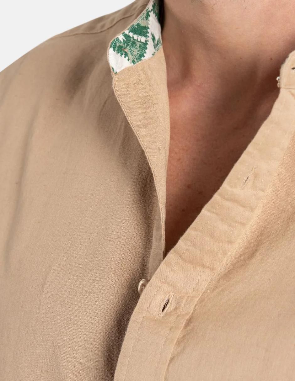 Camisa casual de algodón y lino manga larga para hombre 3