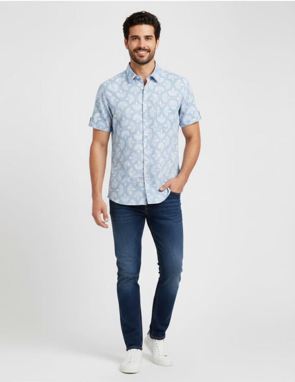Camisa casual de algodón manga corta para hombre 5