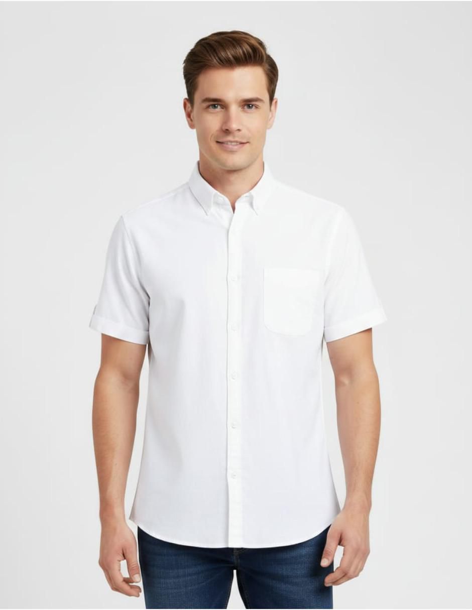 Camisa casual de algodón manga corta para hombre