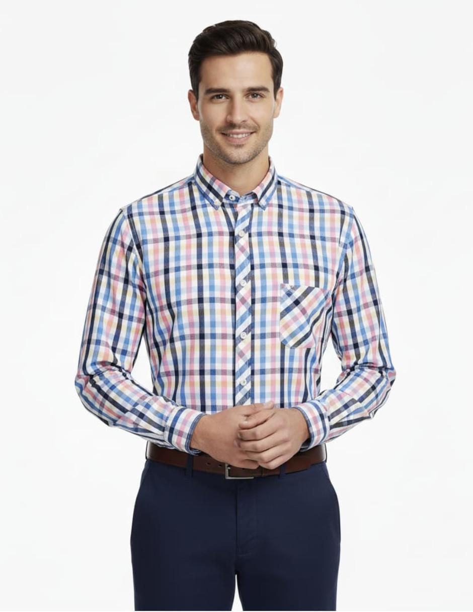 Camisa casual manga larga para hombre 4