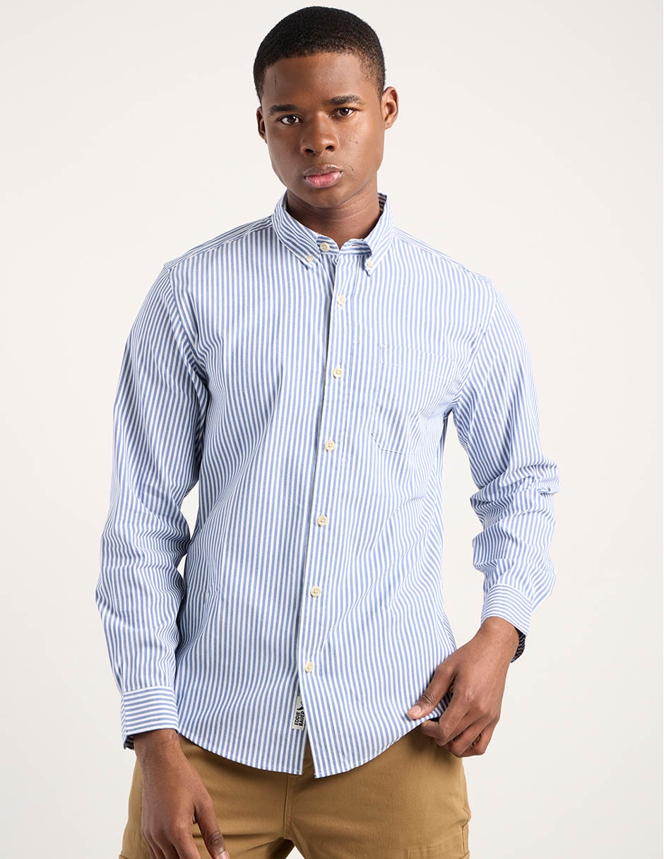 Camisa casual de algodón manga larga para hombre