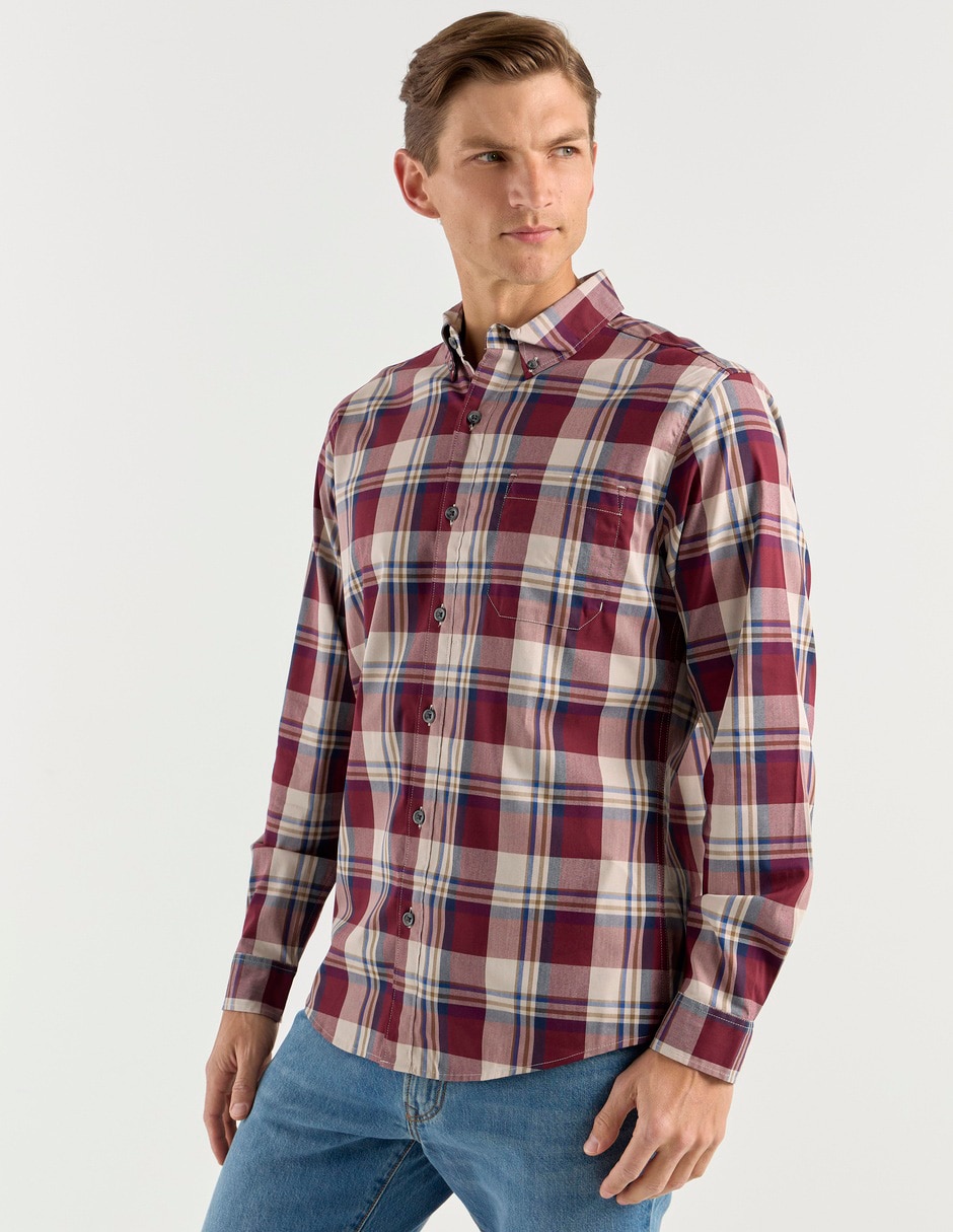 Camisa casual de algodón manga larga para hombre