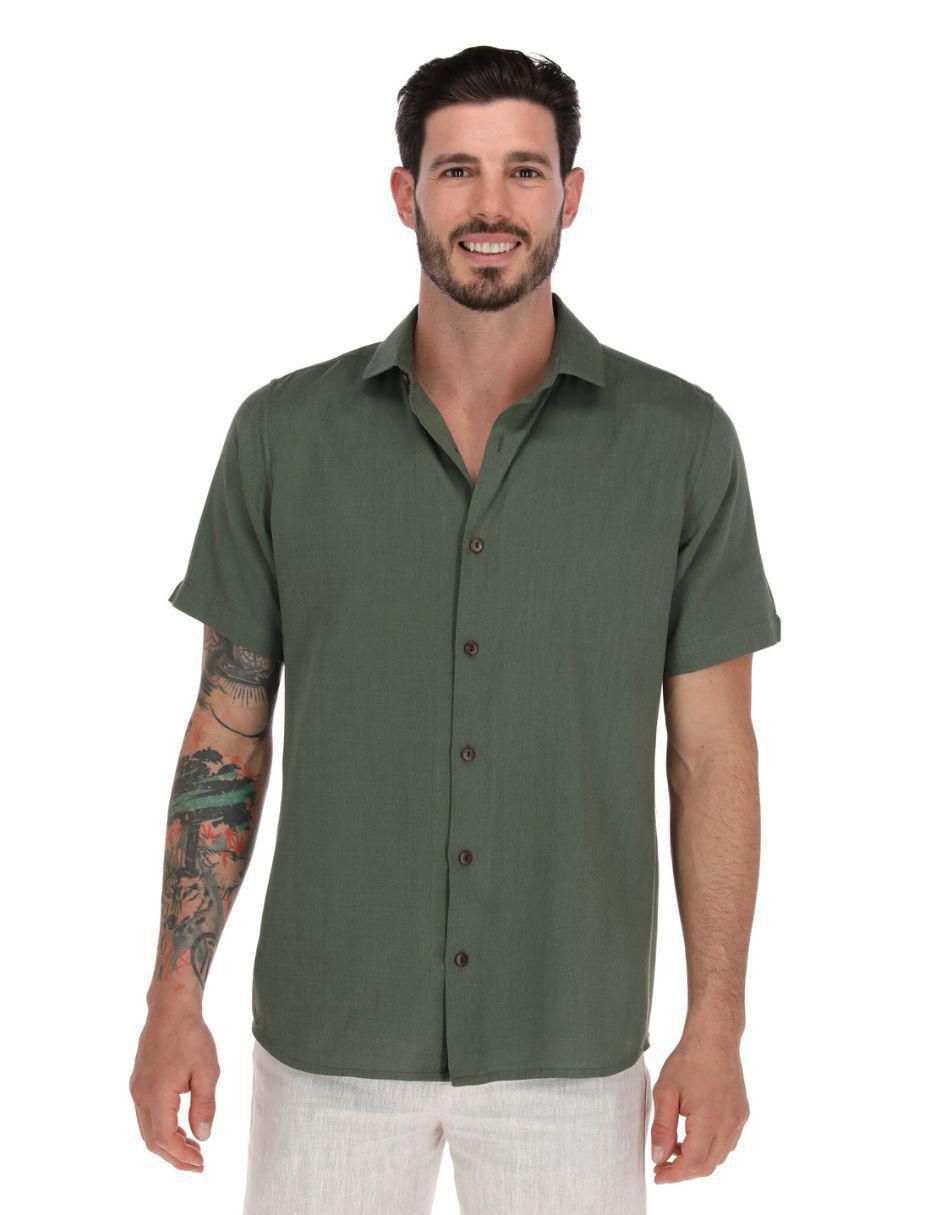 Camisa casual de bambú manga corta para hombre