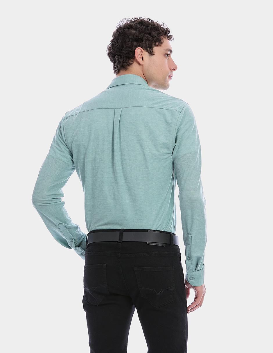 Camisa business casual manga larga para hombre 4