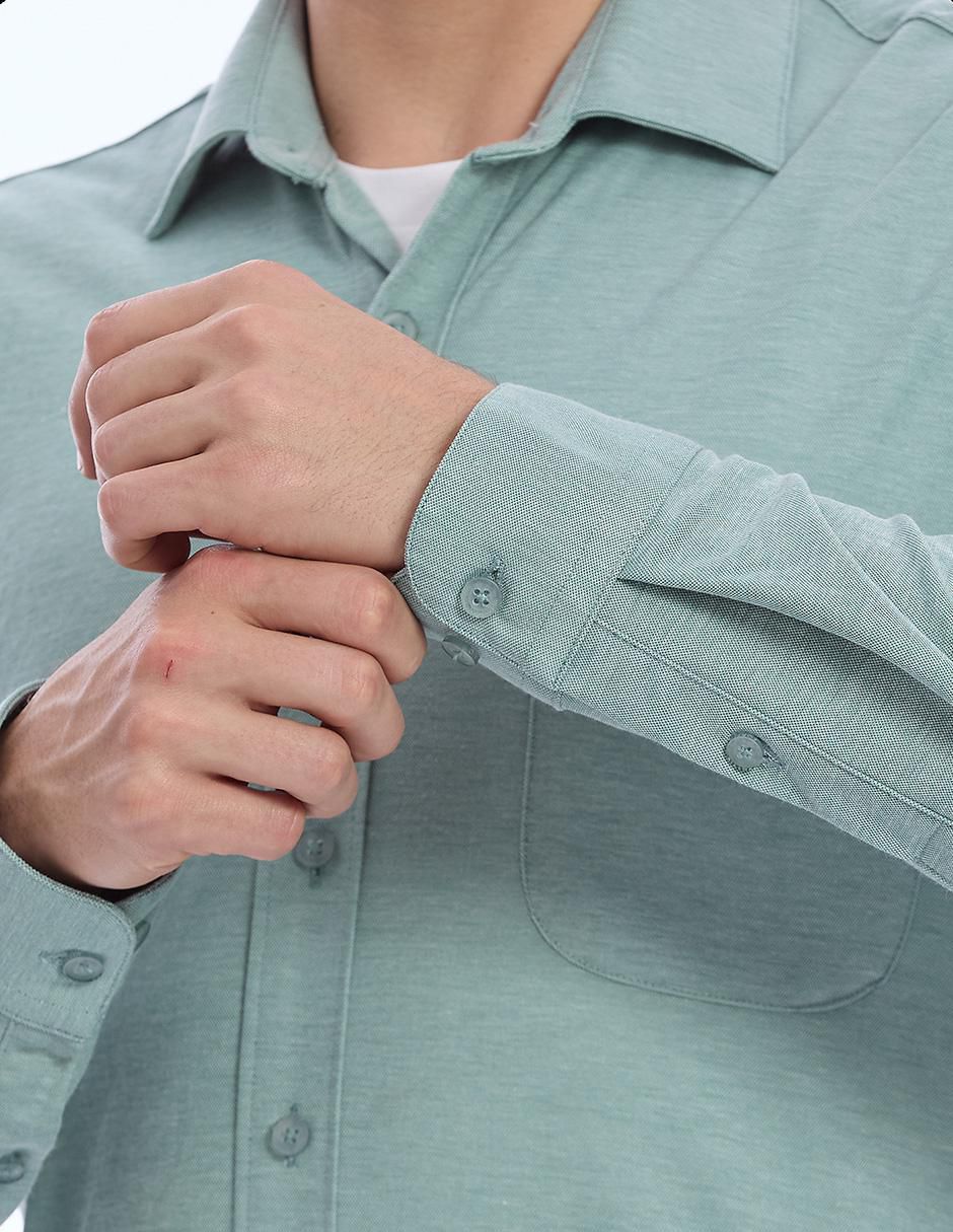 Camisa business casual manga larga para hombre 5