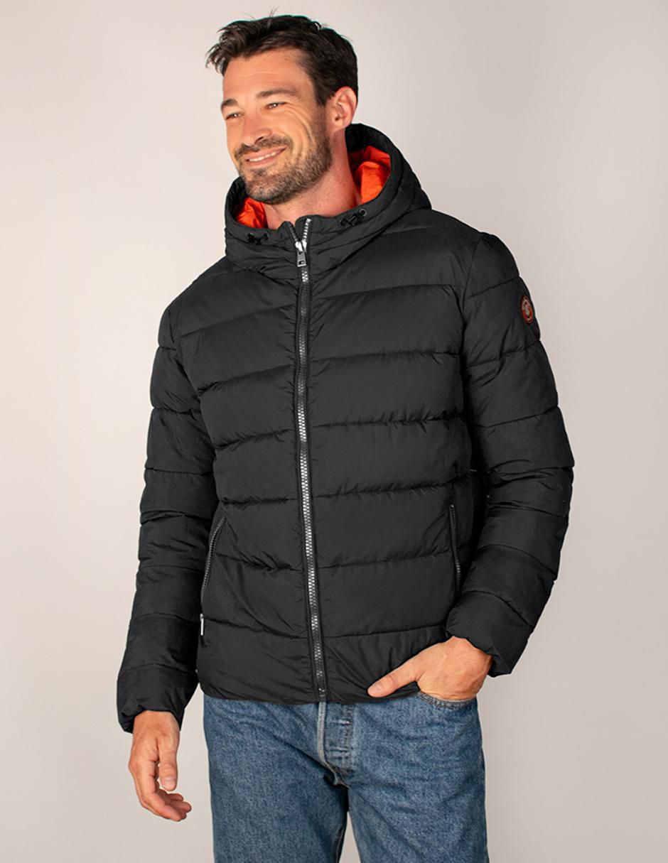 Chamarra capitonada con capucha para hombre