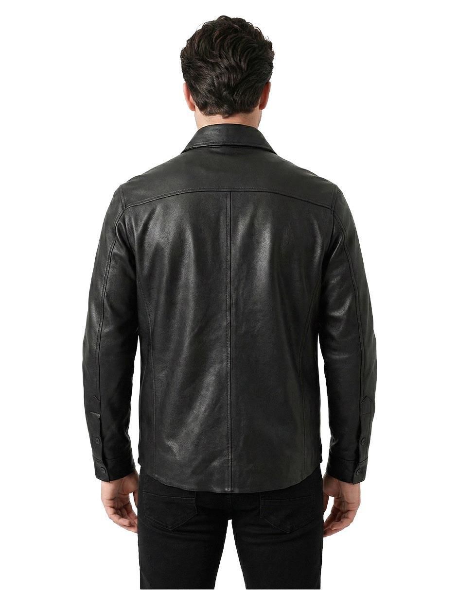Chamarra casual de piel para hombre 3