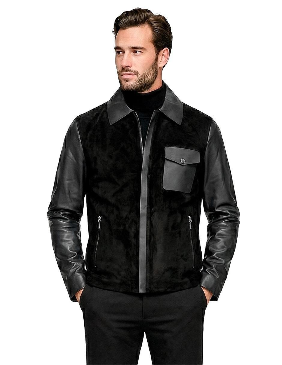 Chamarra casual de piel para hombre Chamarra casual de piel para hombre