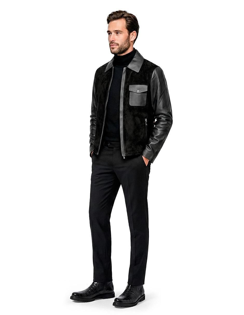 Chamarra casual de piel para hombre 3