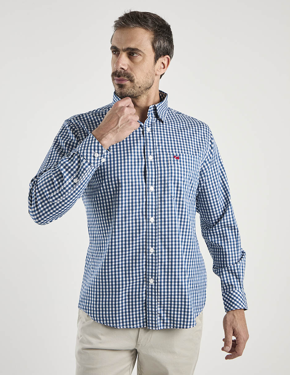 Camisa casual de algodón manga larga para hombre