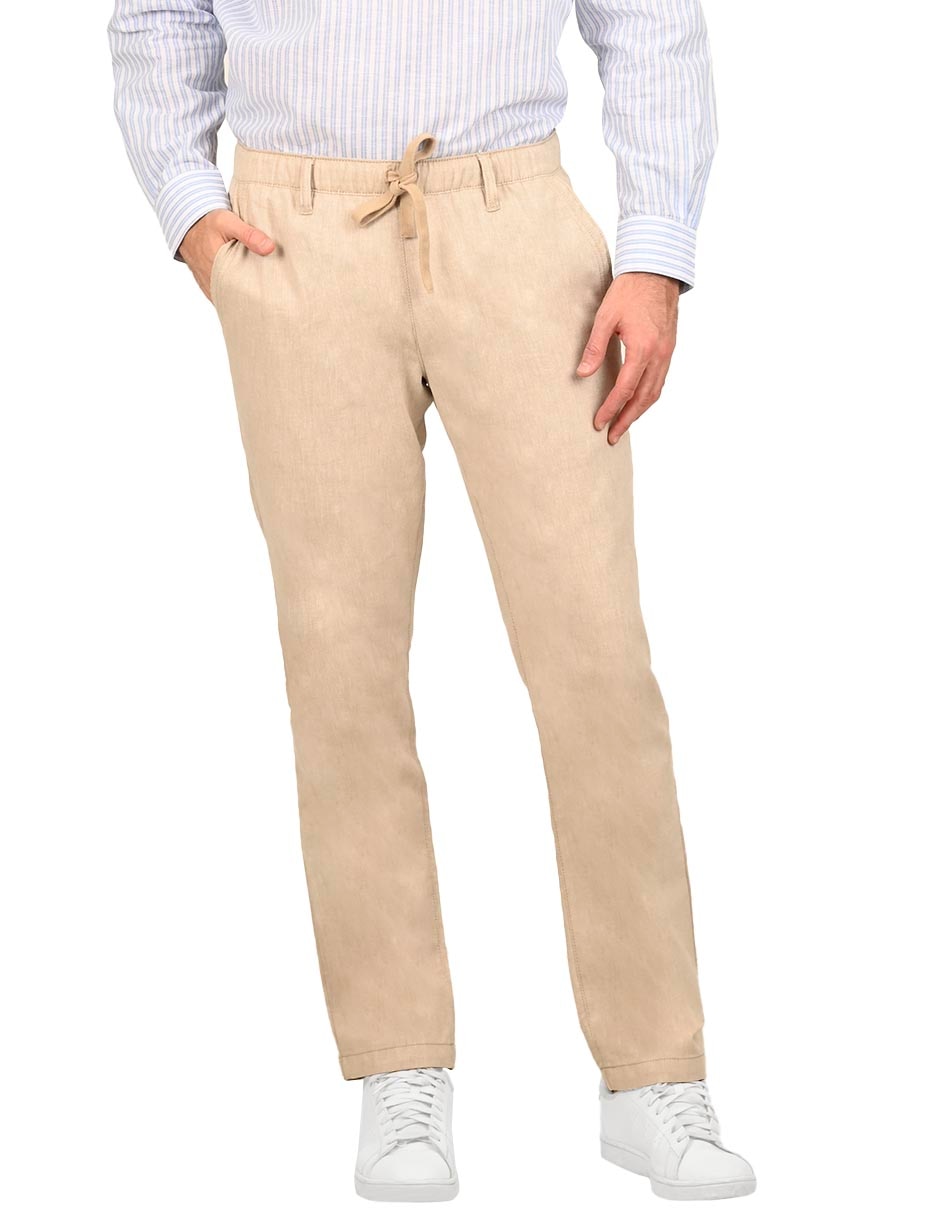 Pantalón jogger regular de algodón y lino para hombre