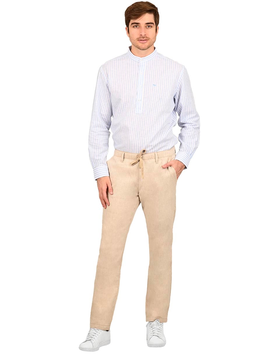 Pantalón jogger regular de algodón y lino para hombre 2