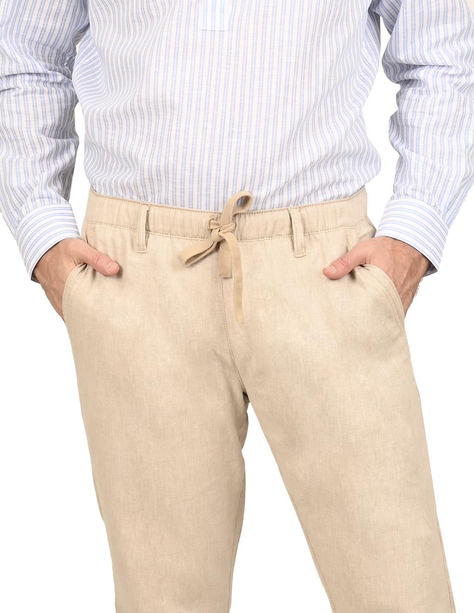 Pantalón jogger regular de algodón y lino para hombre 4