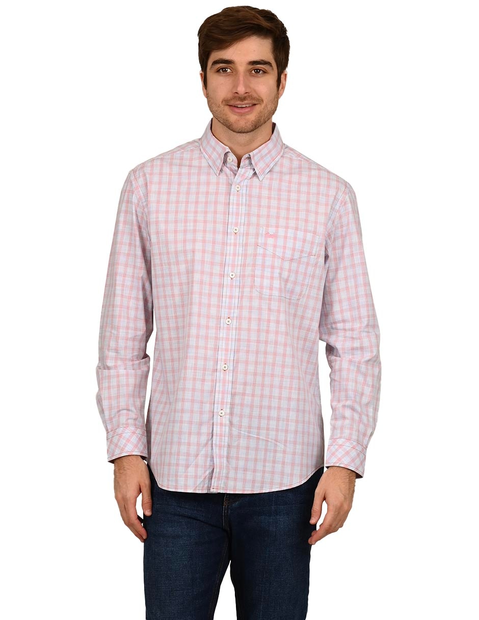 Camisa casual de algodón manga larga para hombre