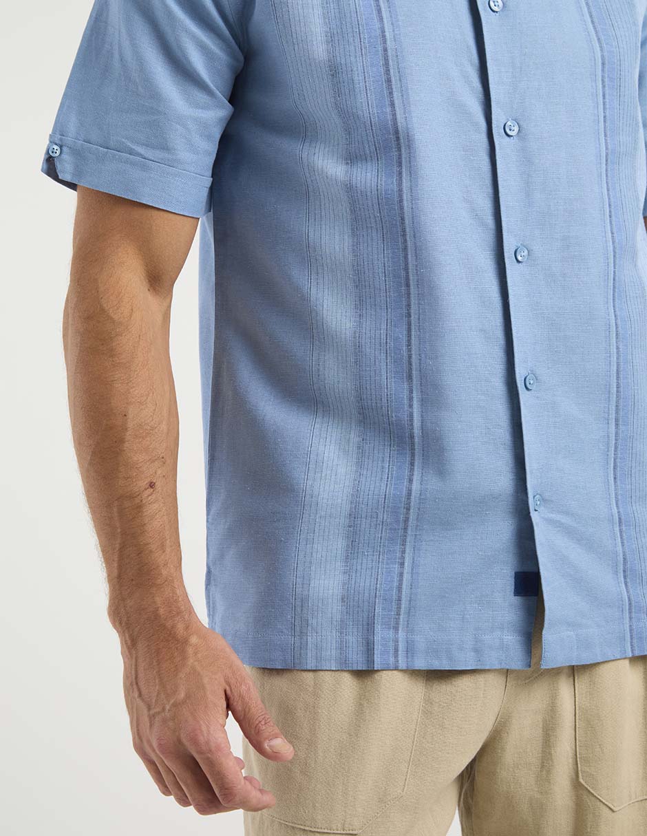 Camisa casual de lino manga corta para hombre 4