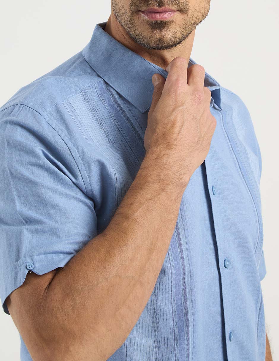 Camisa casual de lino manga corta para hombre 5