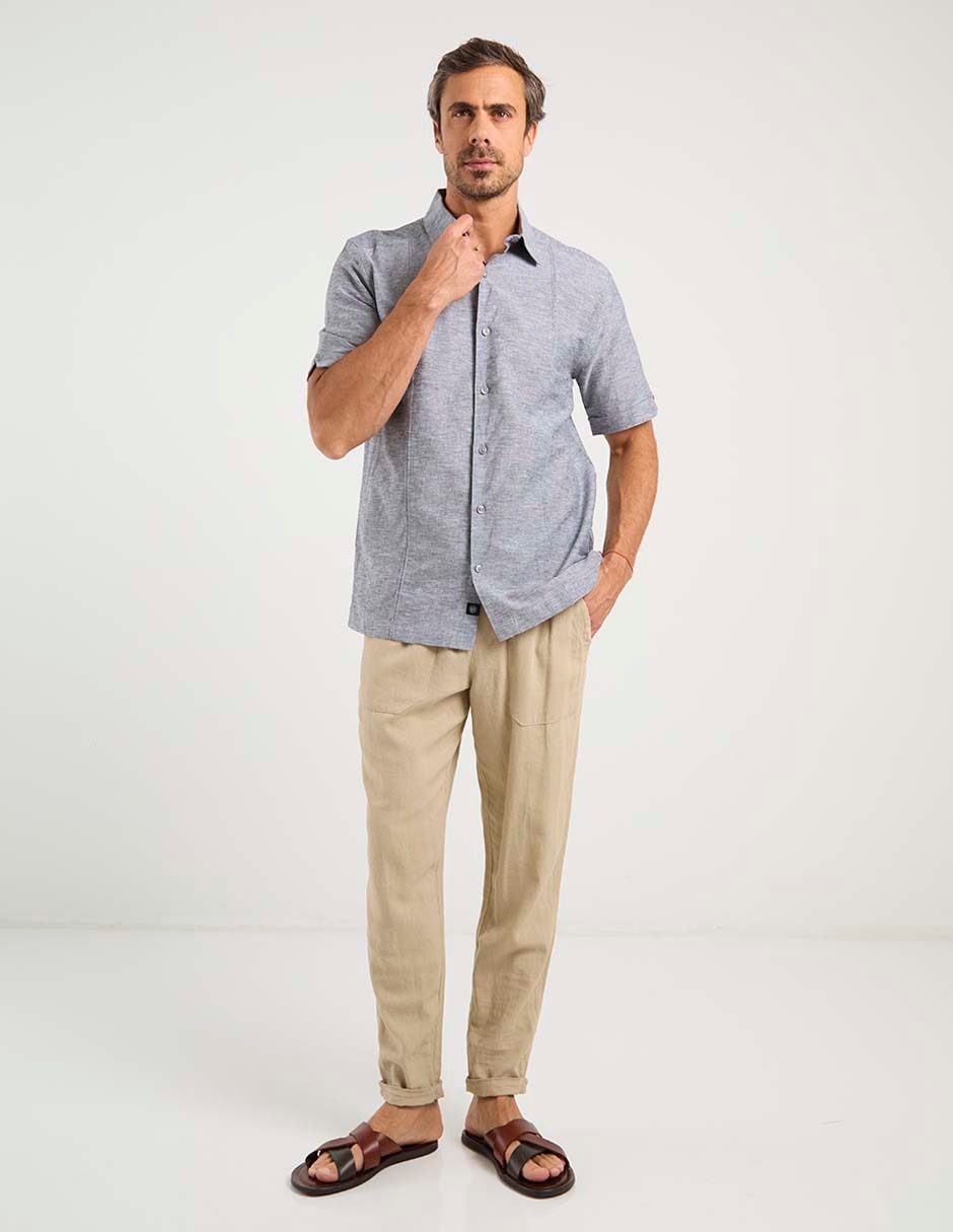 Camisa casual de algodón manga corta para hombre