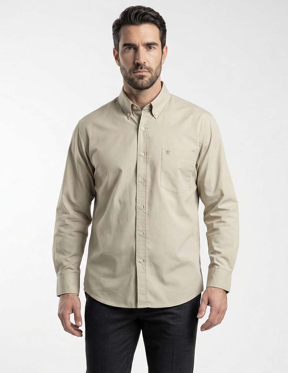 Camisa casual de algodón manga larga para hombre