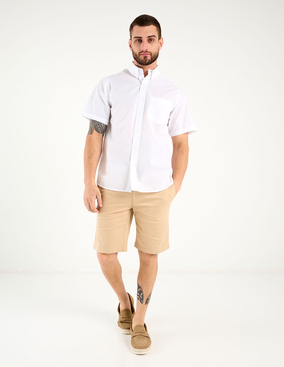 Camisa casual de algodón manga corta para hombre