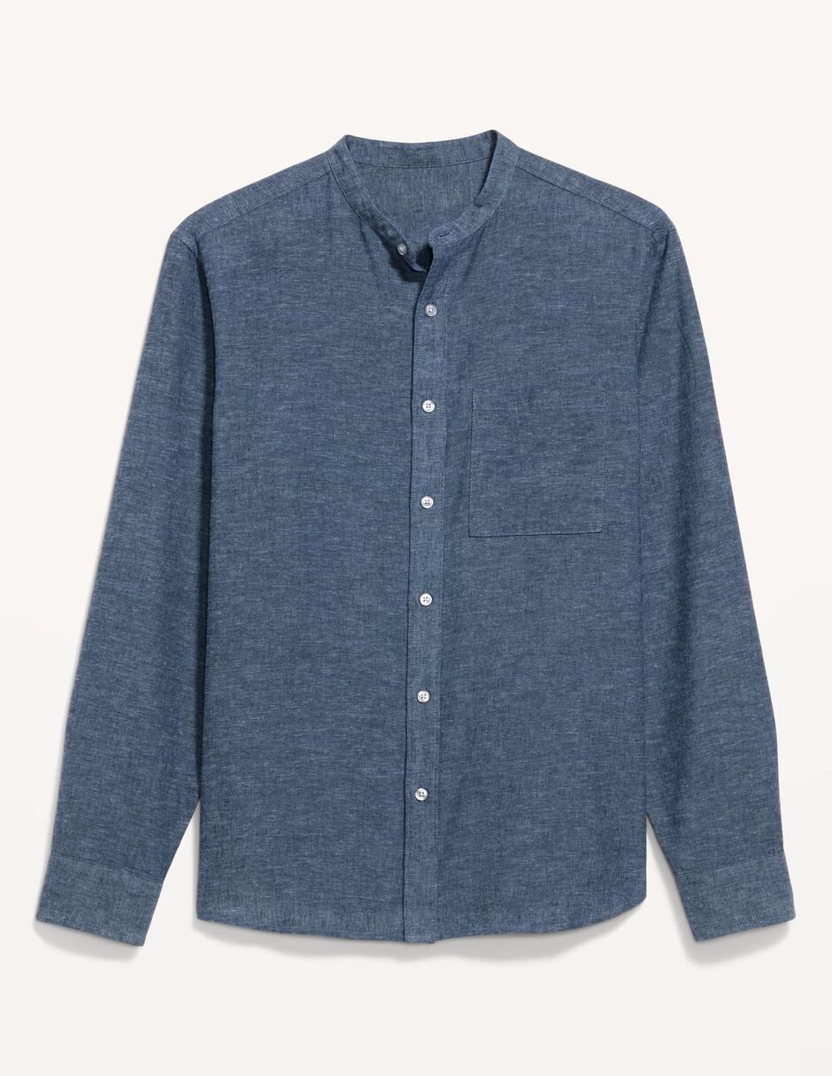 Camisa casual de lino manga larga para hombre Camisa casual de lino manga larga para hombre