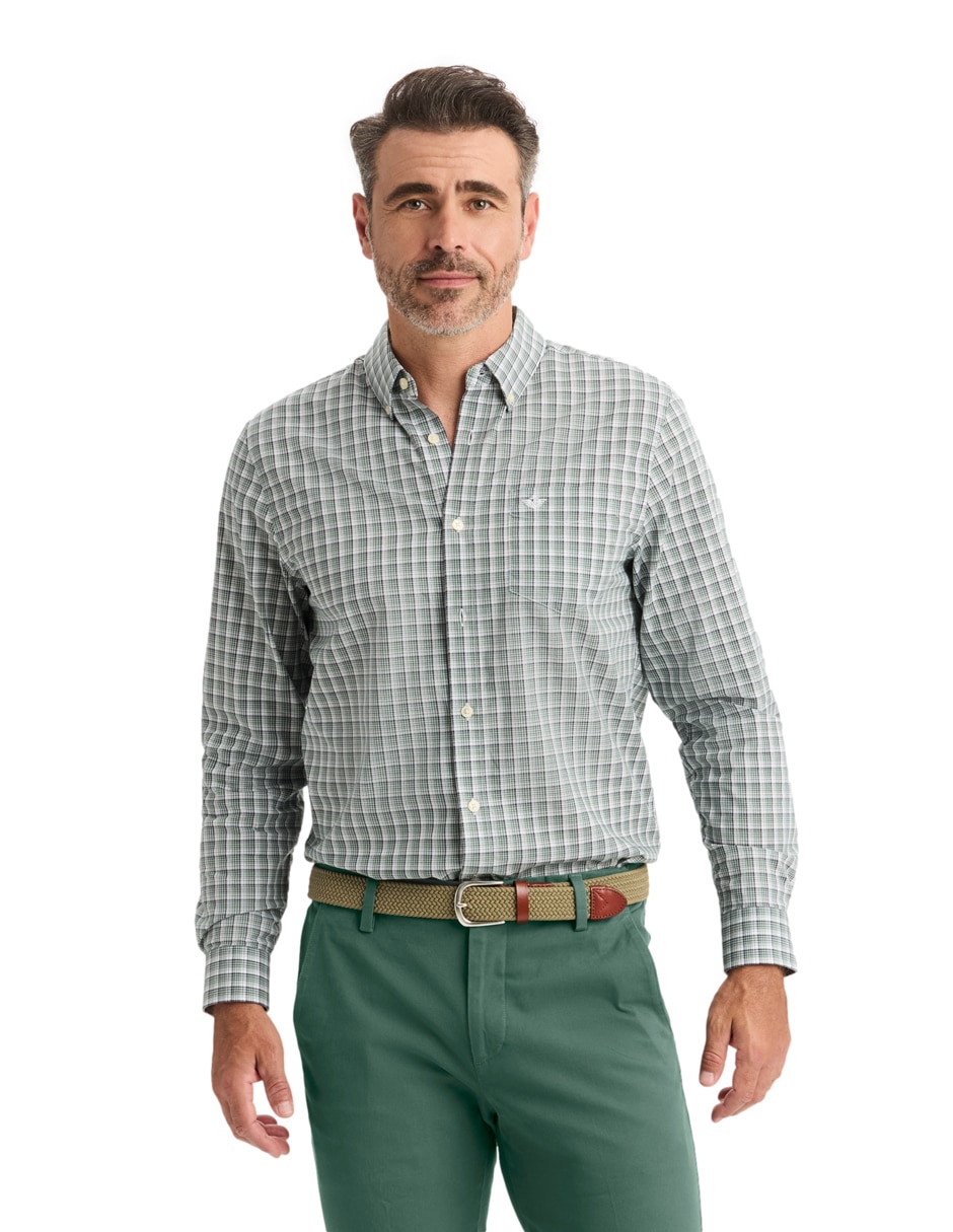 Camisa casual de algodón manga larga para hombre