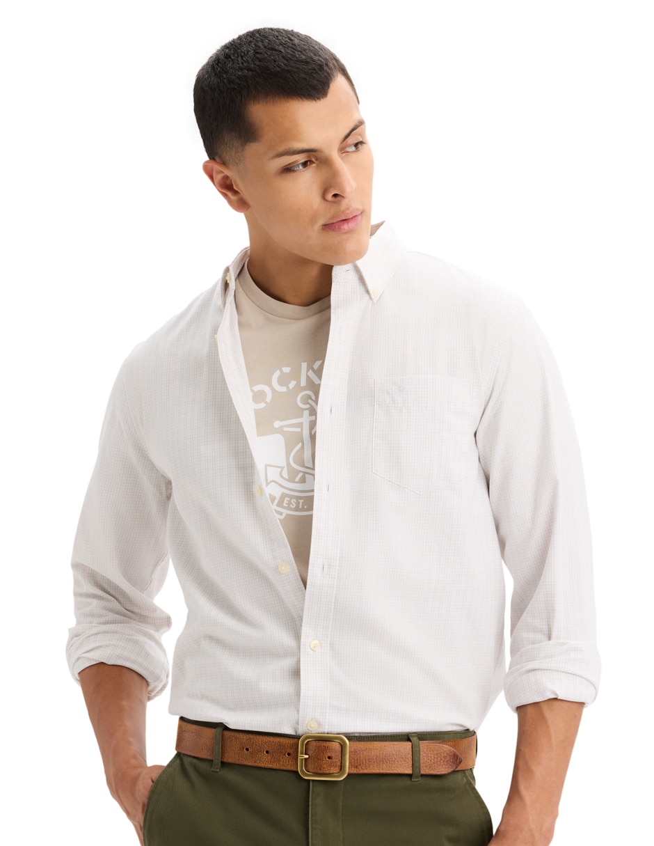 Camisa casual de algodón manga larga para hombre 4