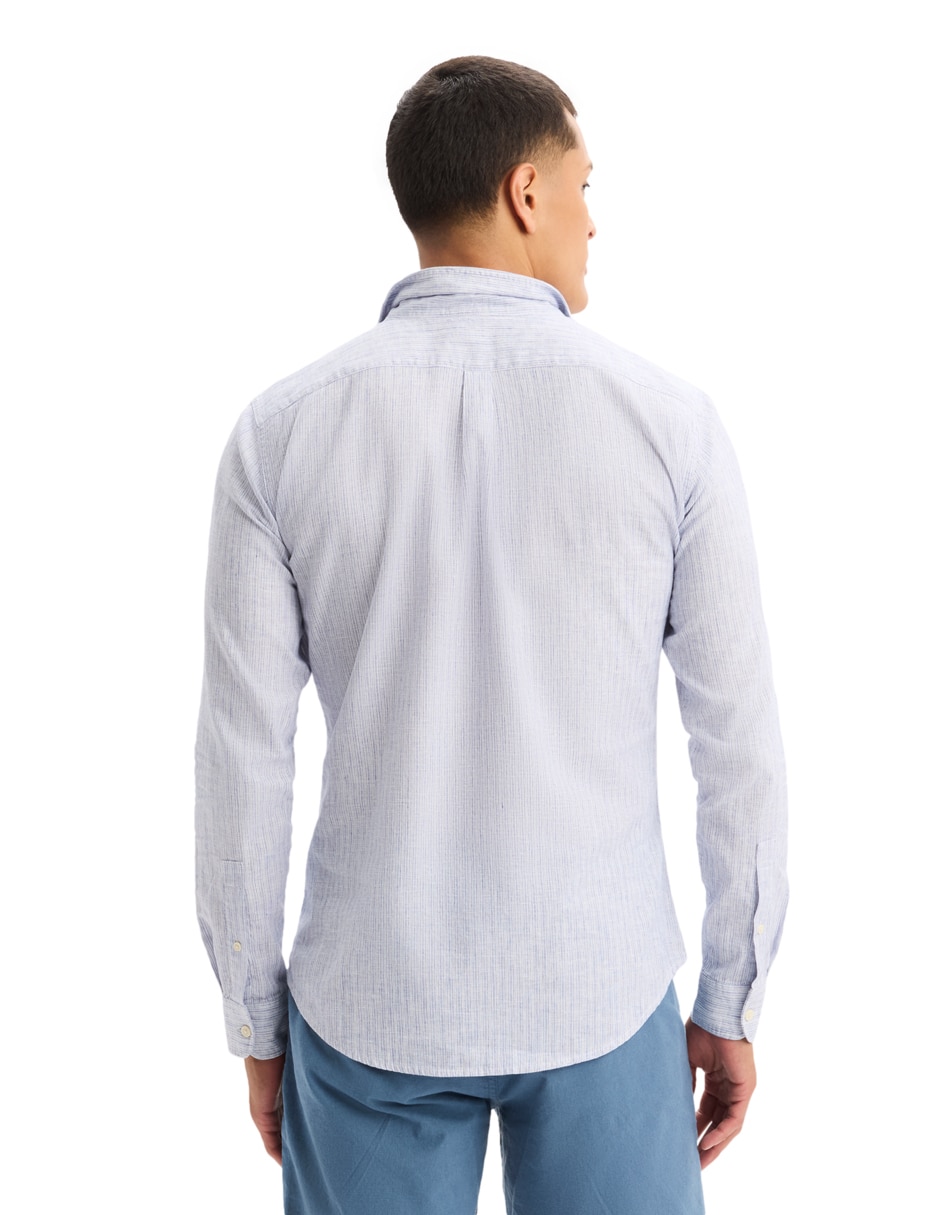 Camisa casual de lino manga larga para hombre 2