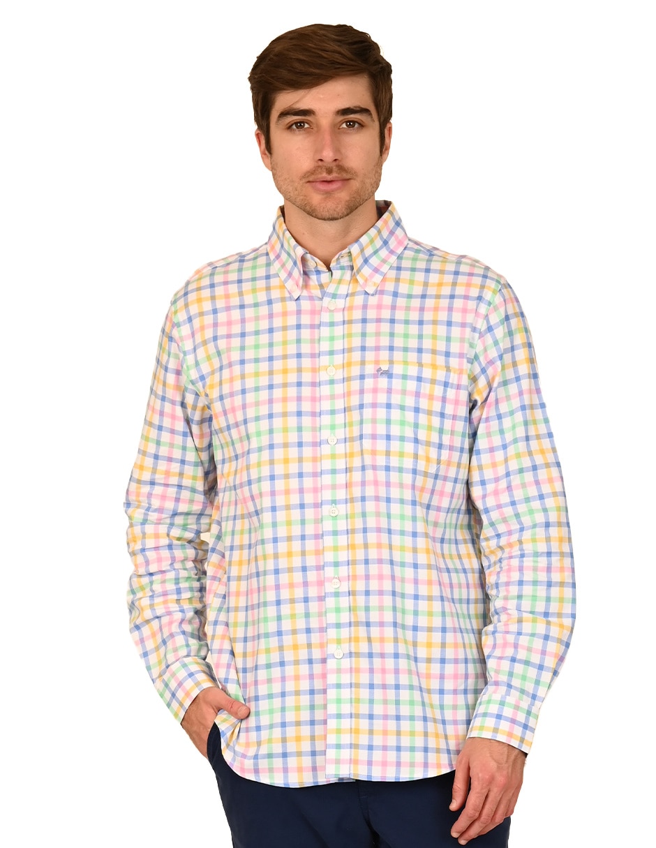 Camisa casual de algodón manga larga para hombre