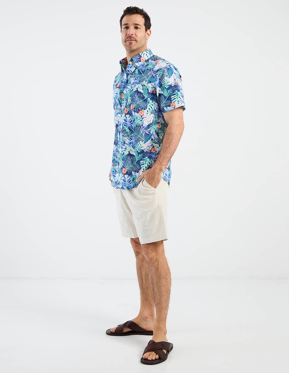 Camisa playa de algodón manga corta para hombre 3