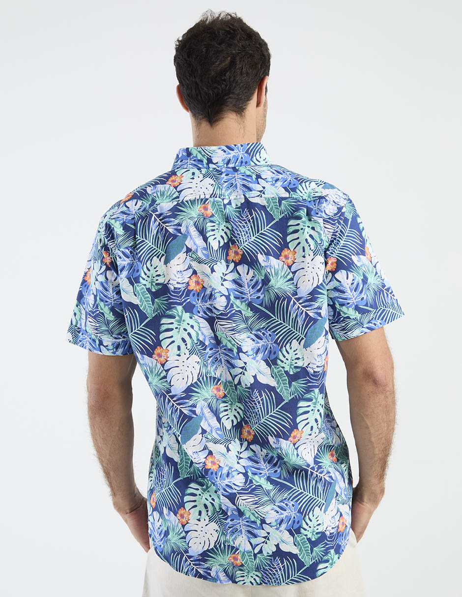 Camisa playa de algodón manga corta para hombre 6