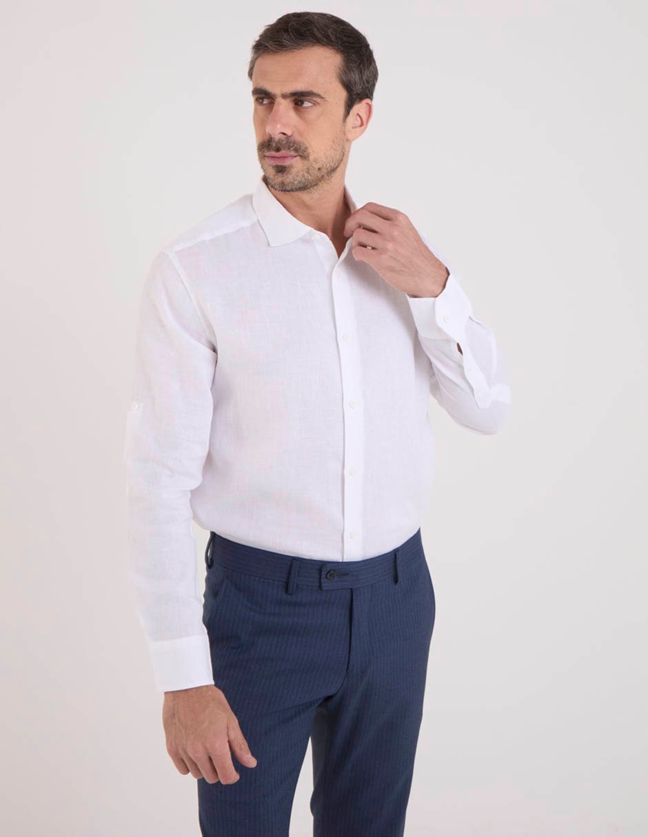 Camisa casual de lino manga larga para hombre Camisa casual de lino manga larga para hombre