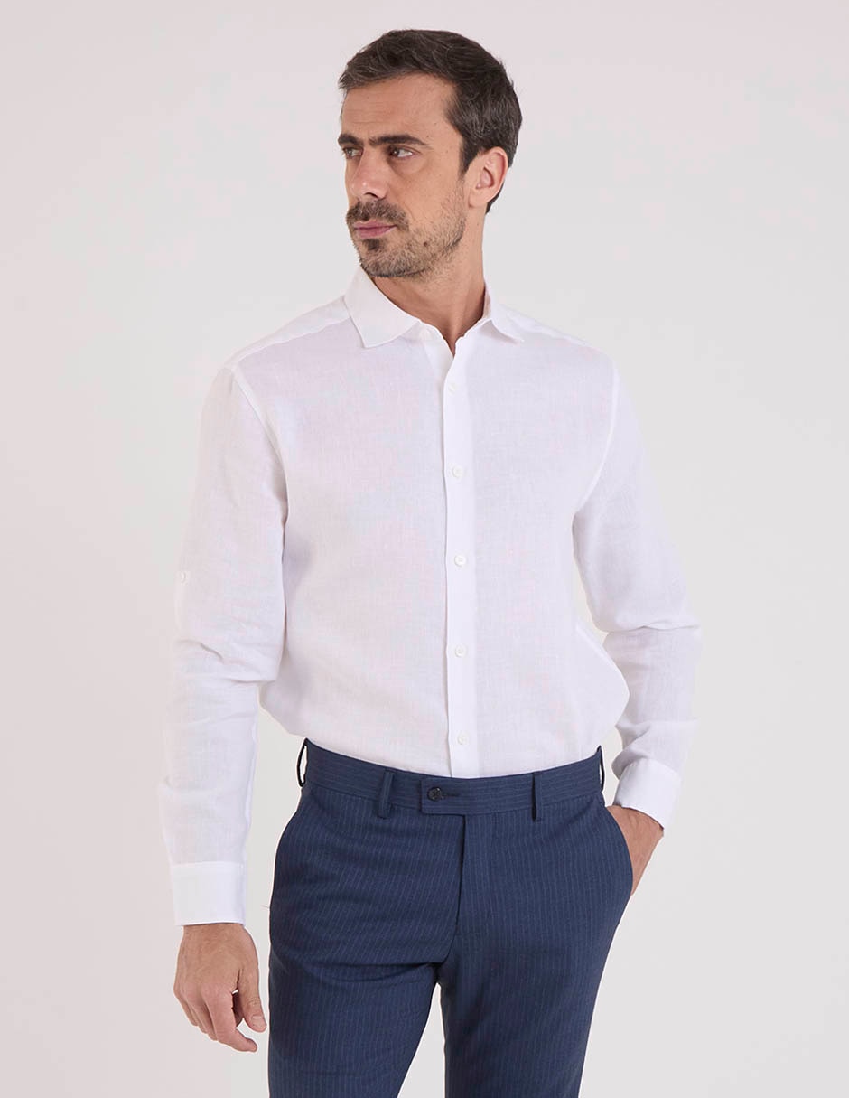 Camisa casual de lino manga larga para hombre 7