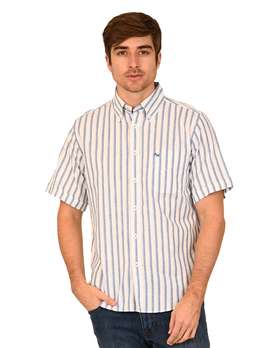 Camisa casual de algodón manga corta para hombre
