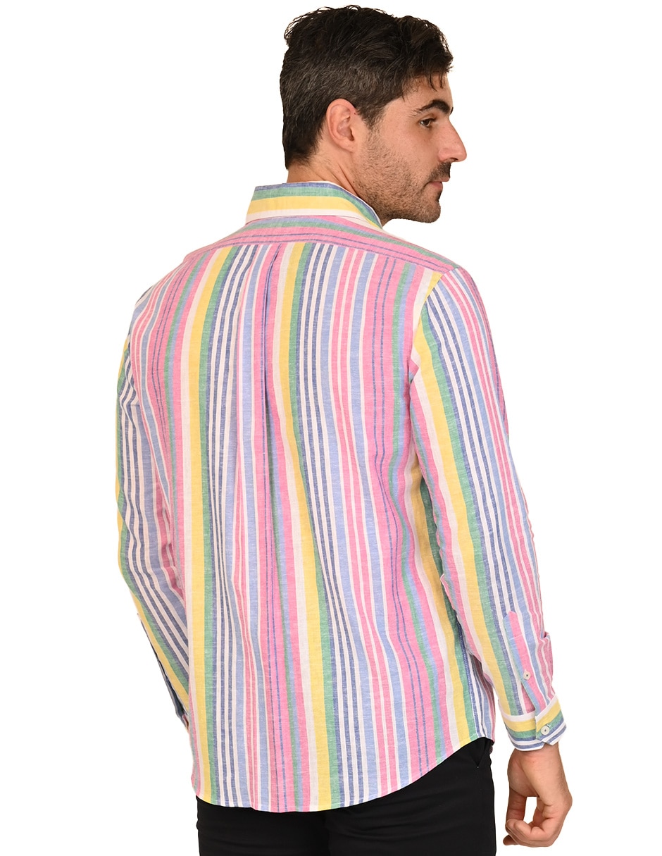 Camisa casual de algodón y lino manga larga para hombre 3