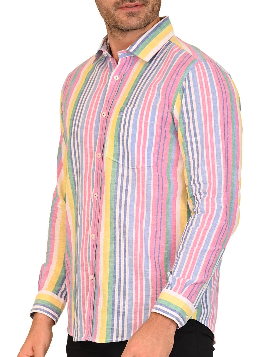 Camisa casual de algodón y lino manga larga para hombre 4