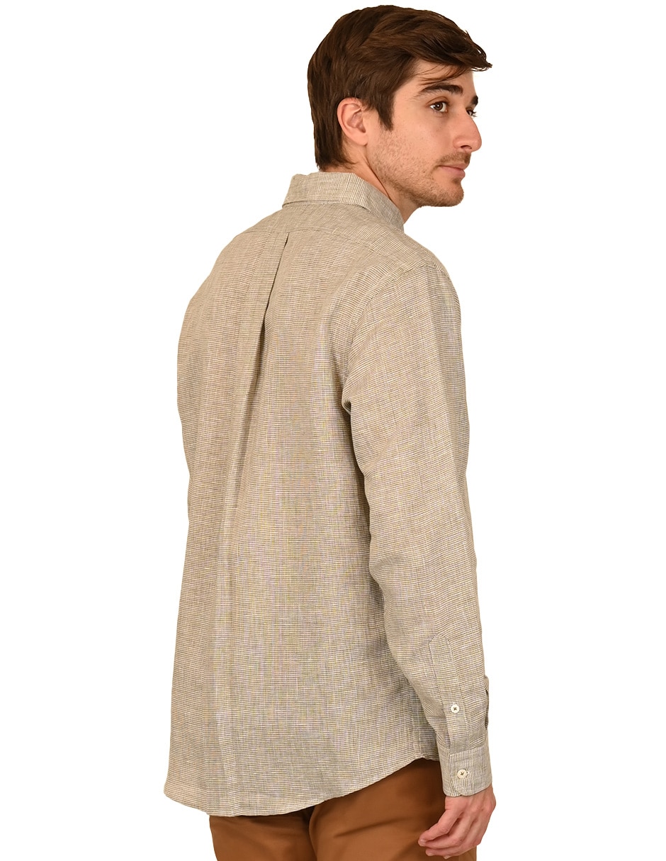 Camisa casual de algodón y lino manga larga para hombre 3