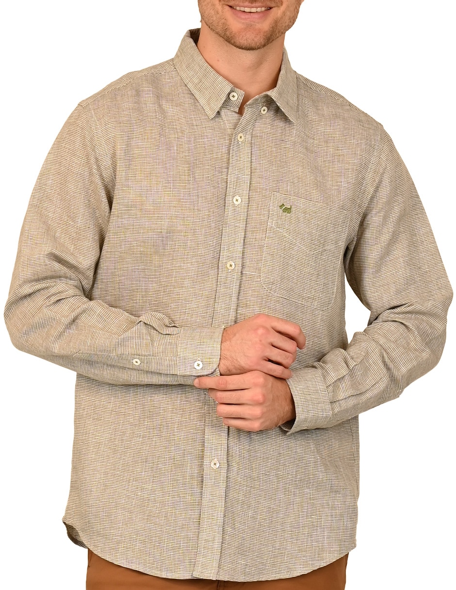 Camisa casual de algodón y lino manga larga para hombre 4