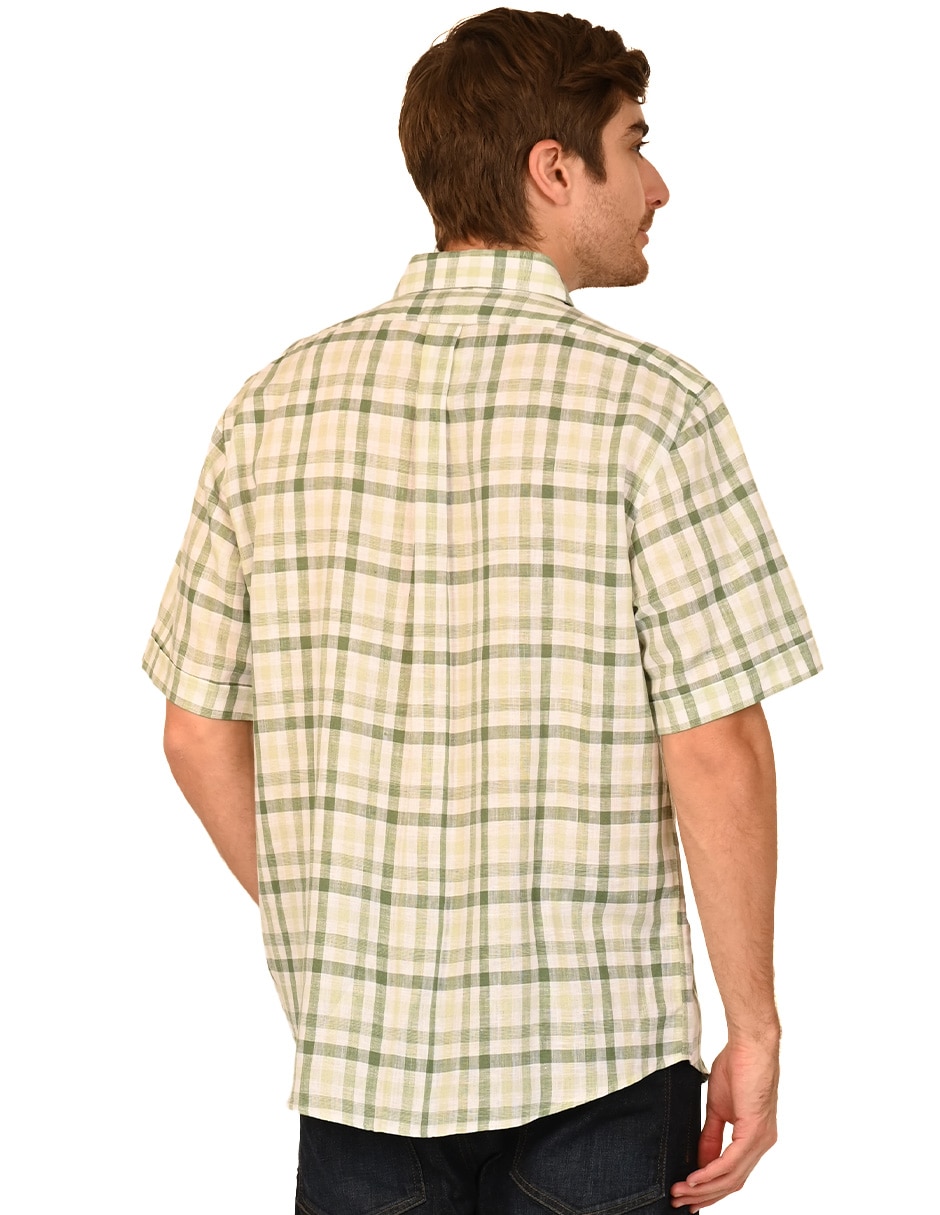 Camisa casual de lino manga corta para hombre 3
