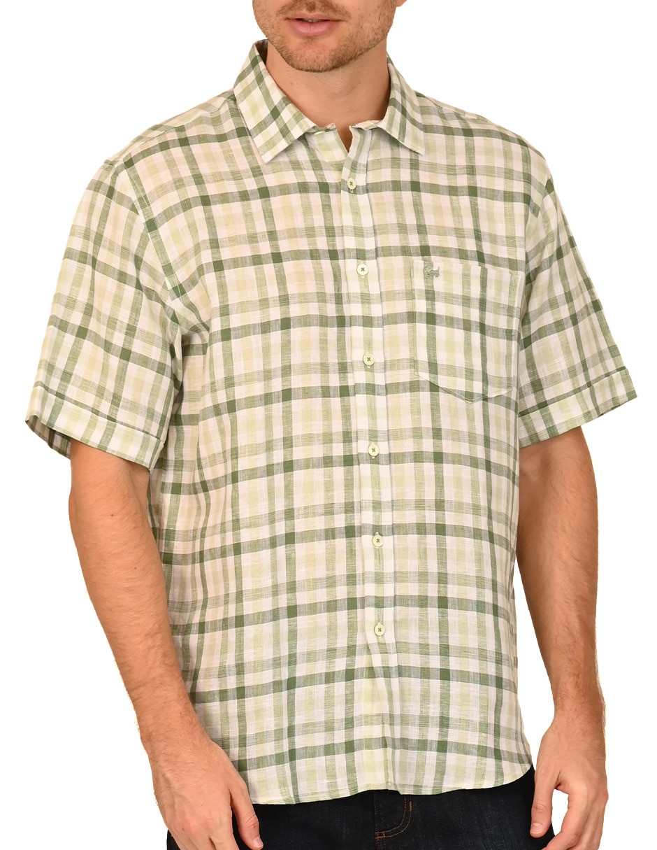 Camisa casual de lino manga corta para hombre 4
