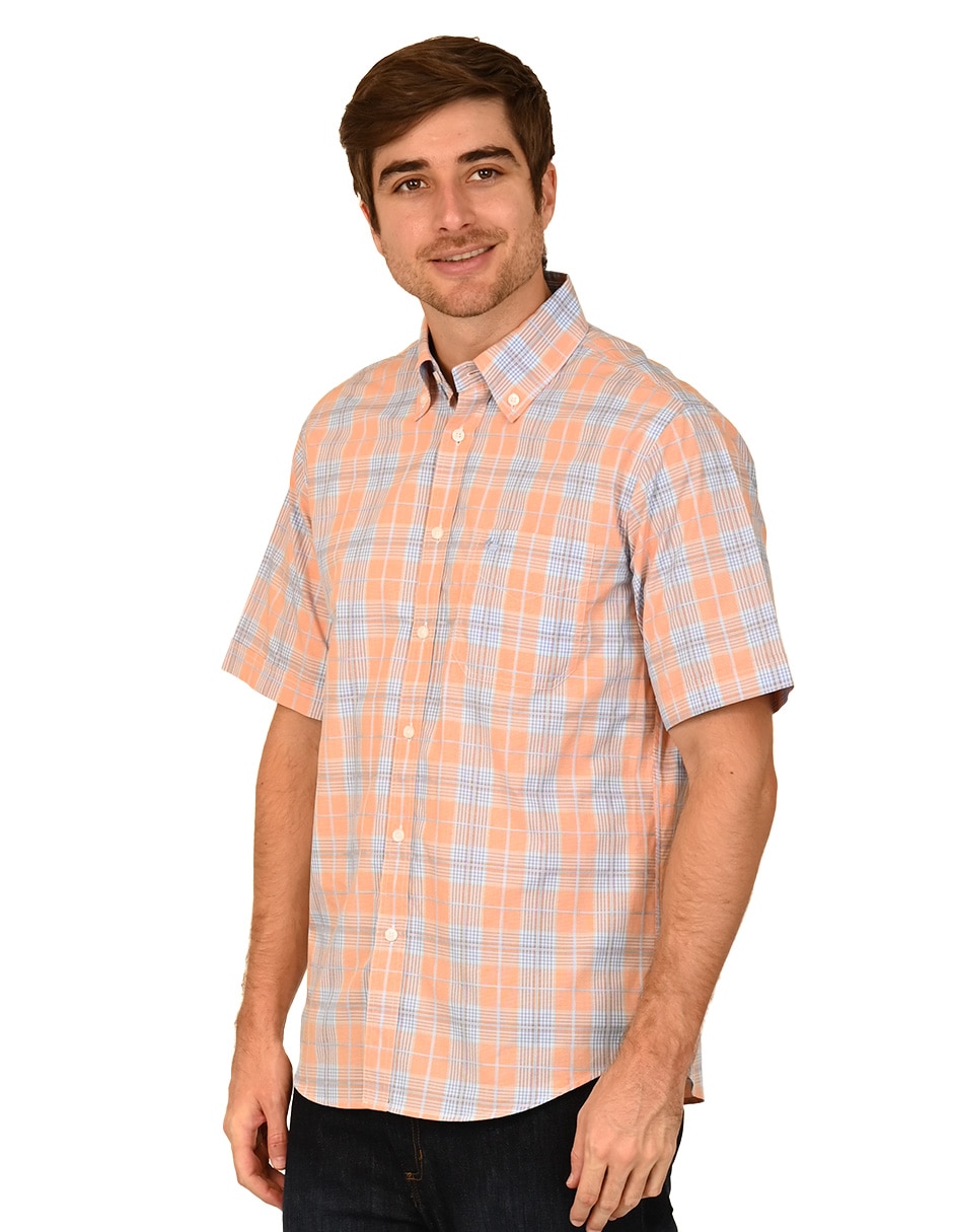 Camisa casual de algodón manga corta para hombre